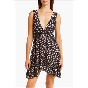 Free People Intimately Free Let It Happen Plunge Neck Mini Dress Retails $88